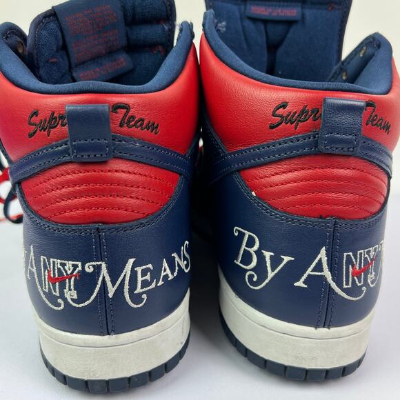 Nike x Supreme Dunk SB High "By Any Means" Red/Navy size 10.5 Style DN3741-600 - Picture 16 of 16